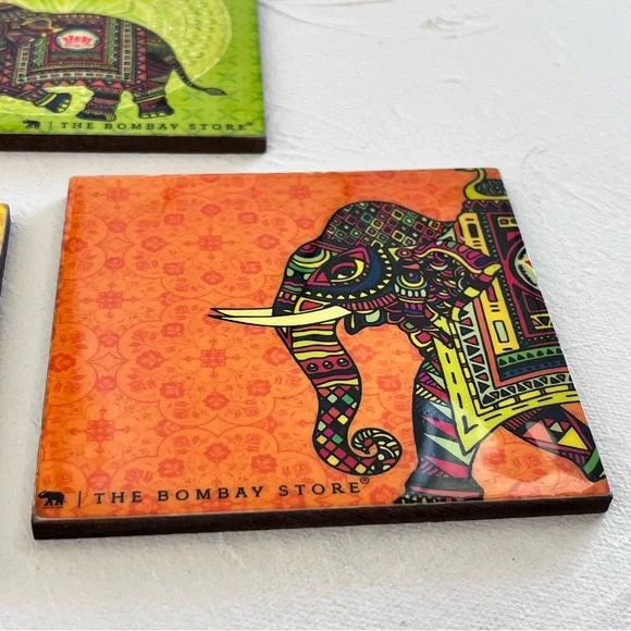 THE BOMBAY STORE Vintage Wooden Coasters Set of 4 - Picture 6 of 11